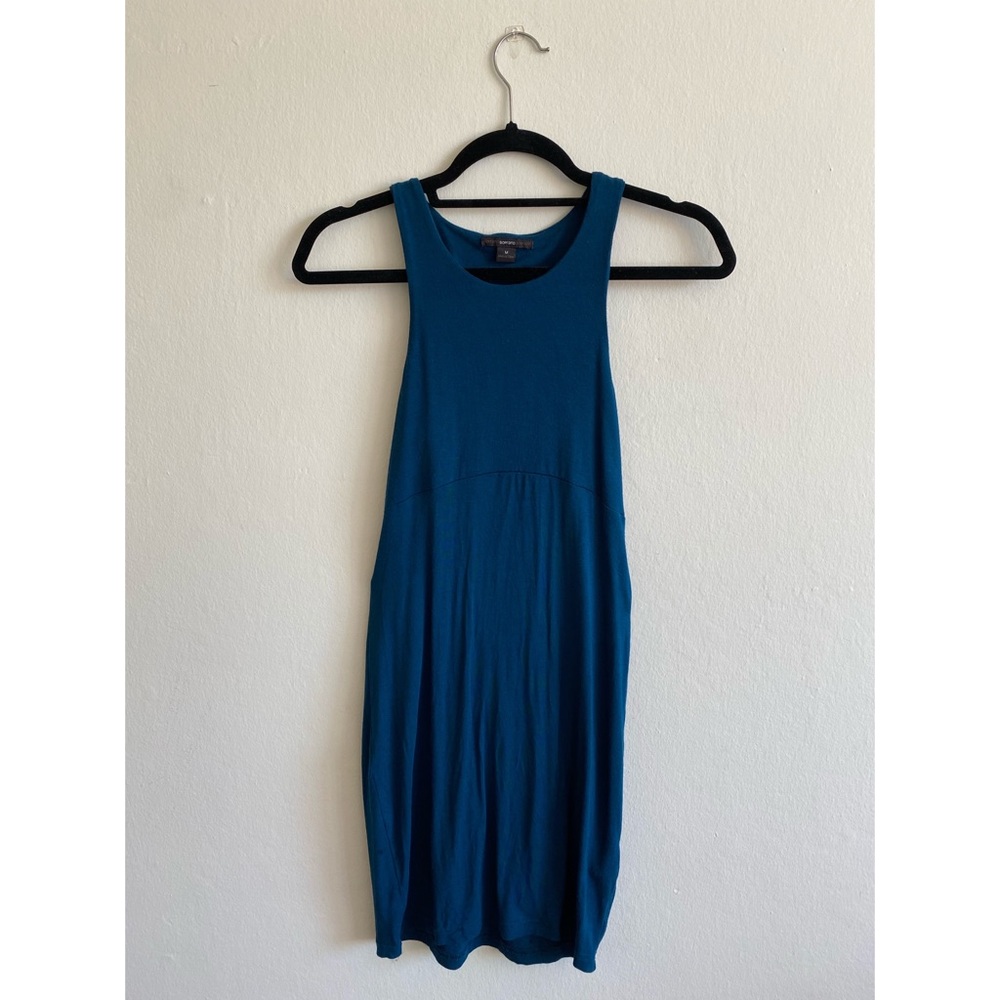 Soprano Blue Jersey Keyhole Back Swing Dress
